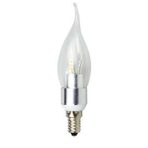Żarówka świec.płomień.przeźr, silver LED ART E14, 4.5W, 18xSMD2835, AC230V, 320lm, WW